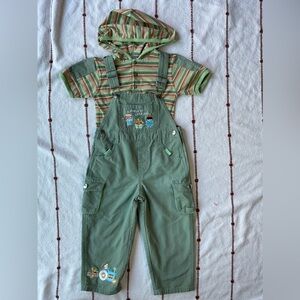 Disney Green Striped Overalls for Kids